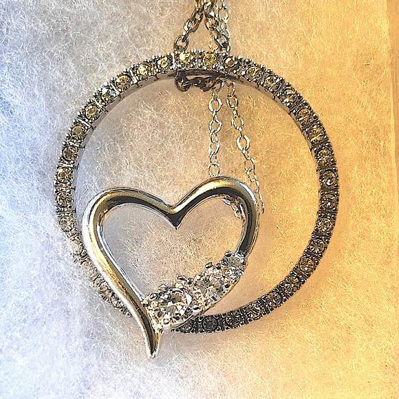 Sterling Silver 925 Diamond Crystal CZ Layering Sparkly Gift Double 2 Necklaces - Picture 2 of 13